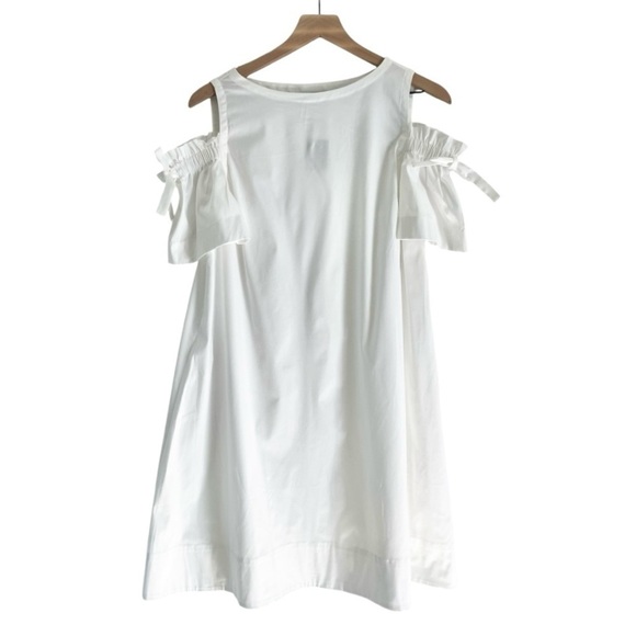 NWT J. Jill Women’s Cold Shoulder Ruffle Knee Length Dress White Small‎ Petite - Picture 2 of 10
